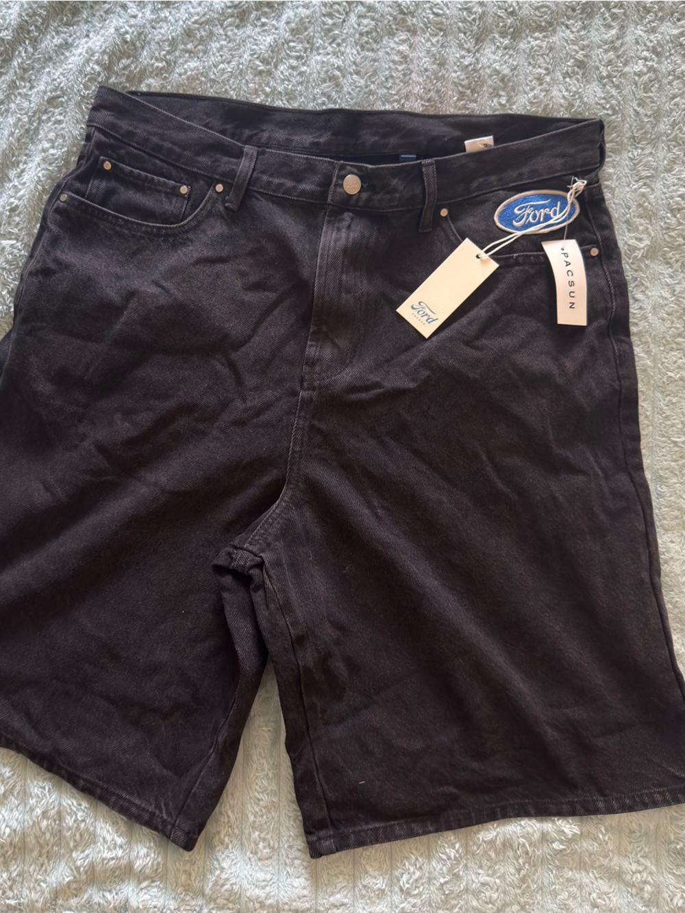 PacSun Black Men's Shorts with Ford Patch